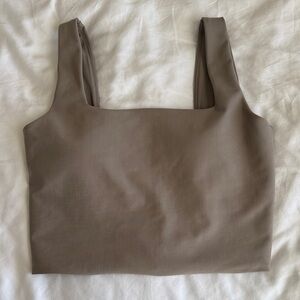 YPB Crop Top Medium Abercrombie Square Neck Slim Tank Tan Brown Neutral